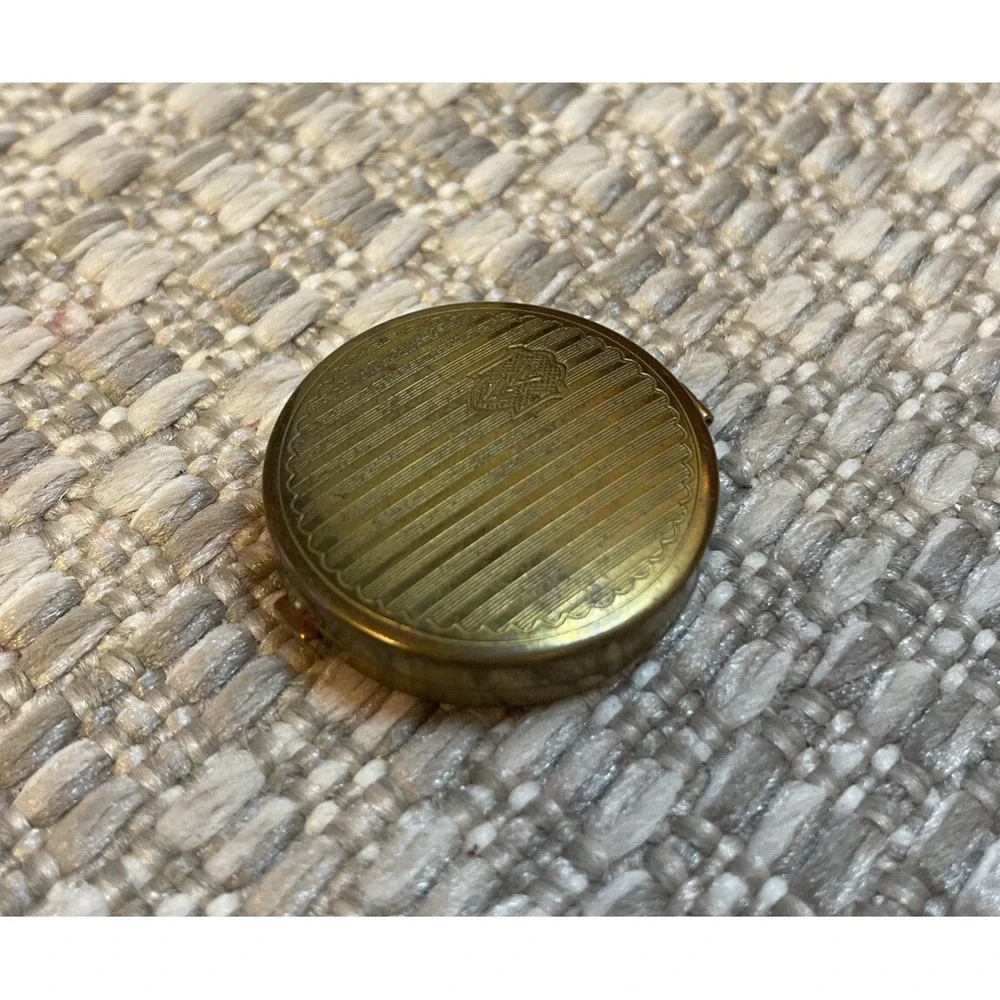 Vintage Vivaudou‎ Rouge Compact Brass Etched Refillable